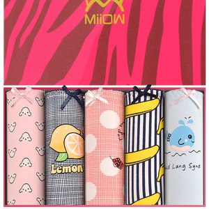 【猫人】纯棉女士内裤5条礼盒装