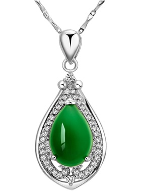 绿玉吊坠S925银项链女送妈妈女友