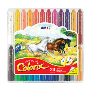 韩国amos儿童蜡笔玻璃笔宝宝不脏手玩具旋转colorix水溶性油画棒