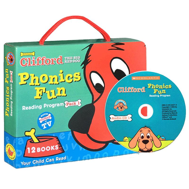 英文原版绘本 大红狗系列 Clifford PhonicFun Pack 1 附原版CD 趣味自然拼读绘本 12册盒装3-8岁儿童早教英语阅读睡前故事图画书