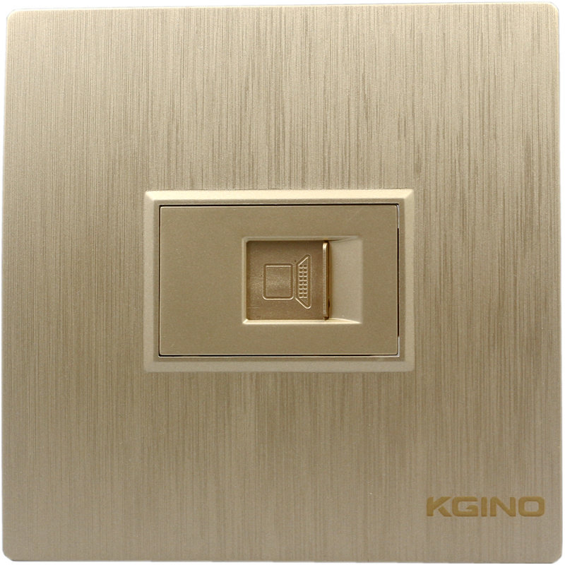 86型千兆网线宽带插座拉丝香槟金CAT6网络直通插座六类电脑插座