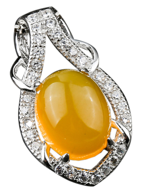 纯银镶嵌馒头珠电镀白金吊坠空托