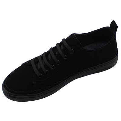 欧洲站新款黑色系带磨砂牛皮男鞋