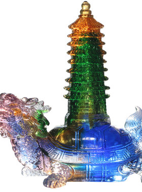 六合春琉璃龙龟风水学业摆件包邮