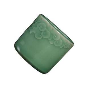 龙泉市青瓷 周连福 全手工弟窑梅子青功夫茶杯扳指杯品茗杯主人杯