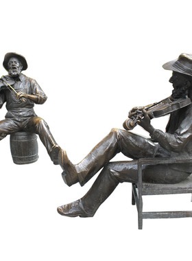 英伦情景拉小提琴音乐主题风铜雕