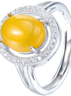 纯银18K金蜜蜡戒指空托