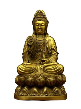 观音菩萨纯铜佛像家用供奉摆件