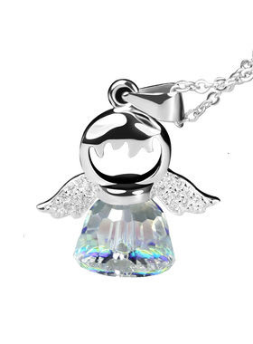 可爱甜美粉水晶项链女锁骨链9h