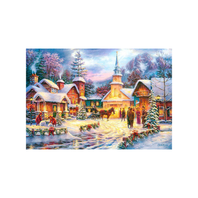 现货进口拼图1500片冬季小村庄