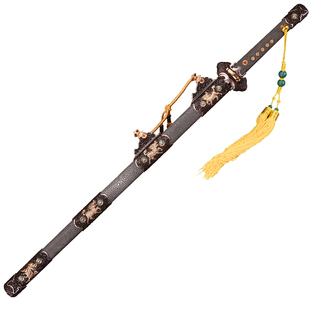 龙泉市泉字号宝剑麒麟唐剑花纹钢鱼皮鞘鎏金镶银收藏品刀剑未开刃