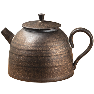 九皿铁锈釉复古粗陶功夫茶具