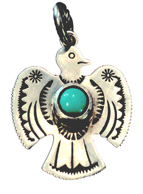 复古做旧手工印第安雷鸟松石吊坠