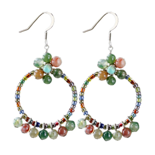 素元 花形圆圈耳环女复古夸张造型天然玛瑙民族风原创设计首饰