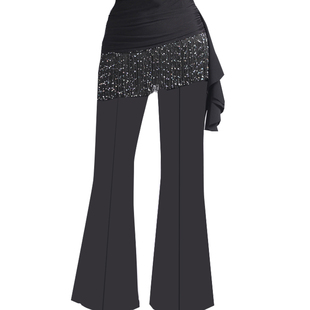 广场舞服装裙裤演出服拉丁舞裤跳舞裤微喇叭长裤子女健身舞蹈裤裙