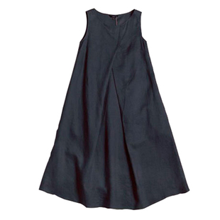 2025新款纯亚麻质极简风连衣裙子蓝色背心裙收腰独特复古风文艺风