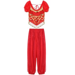 新款少儿舞蹈演出服印度舞蹈演出服儿童新款小孩肚皮舞套装表演服