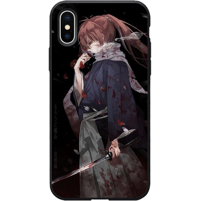 浪客剑心适用苹果16/12/13玻璃14动漫手机壳iPhone15Pro防摔SE磨砂XsMax华为荣耀OPPO小米VIVO安卓硅胶保护壳