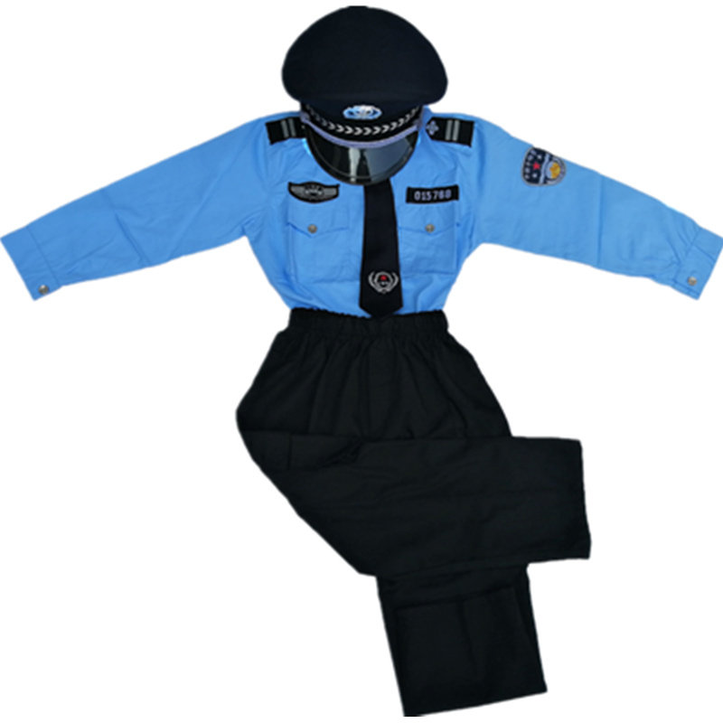 儿童纯棉小警服套装小孩交警制服警檫宝宝帽子演出服装男童警官服