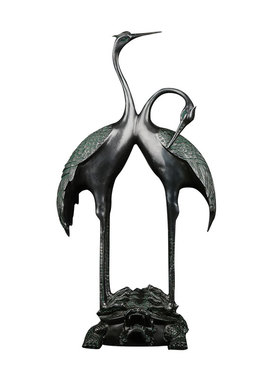 匠泽铜魂双鹤周年健康长寿摆件