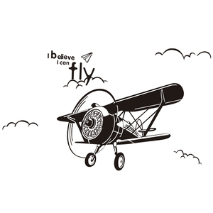 飞机创意卡通墙贴纸宝宝卧室床头儿童房间装饰品客厅墙纸贴画