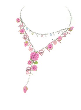 原创玫瑰花朵双层水晶珍珠