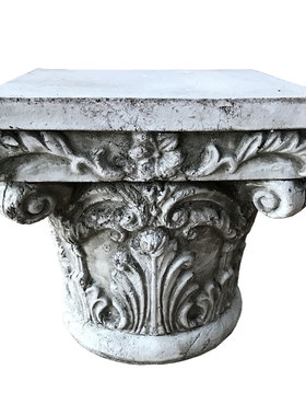 摆件欧式罗马柱头粗陶复古做旧