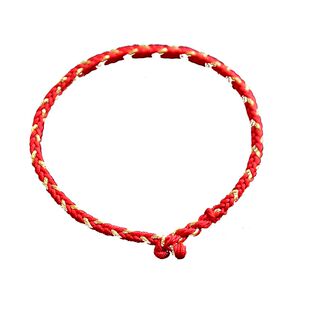 纳福安岁四平八稳八股辫手工现编金线红绳手绳脚绳简约男女情侣款