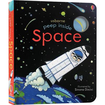 usborne 原版英文 Usborne Peep Inside Space 偷偷看里面系列 太空  科普 洞洞 纸板书 翻翻书 儿童早教英语绘本启蒙