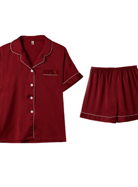 短袖丝绸性感夏季女士大码家居服