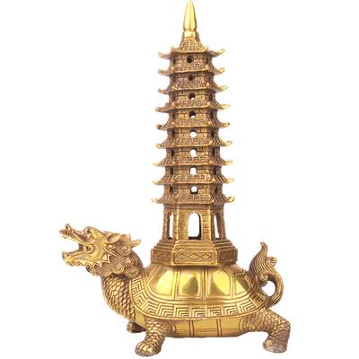 9九层纯铜龙龟文昌塔摆件工艺品