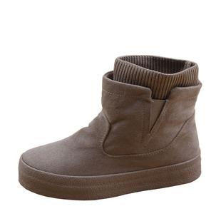 人本高帮棉鞋女加厚冬款保暖厚底雪地靴女百搭套筒加绒短靴子女潮