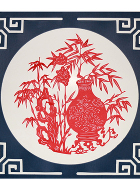 中国风特色可配镜框装饰画芯剪纸