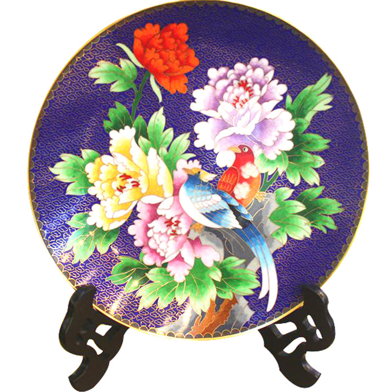 包邮北京特色工艺品铜胎掐丝珐琅景泰蓝10寸盘子家居赏盘摆件礼品