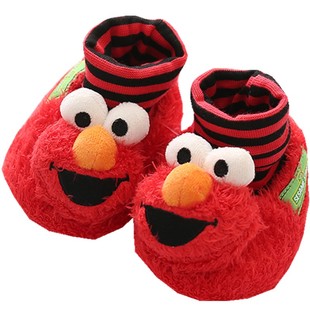 0-18M/婴儿软底步前鞋芝麻街防滑袜鞋艾摩饼干怪大眼睛学步地板鞋