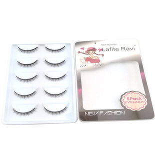 裸妆交叉浓密短款硬梗假睫毛 自然眼睫毛 仿真生活妆撑双眼皮5对