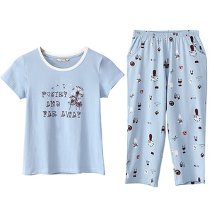 富妮来家居服女2019弹力棉质短袖