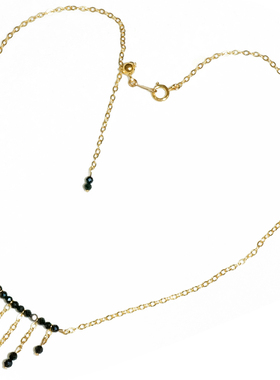 天然尖晶石欧洲站锁骨链仙气质欧美14K包金脖链网红流苏项链短款