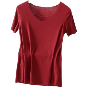 短袖T恤女 夏新款莫代尔薄款大码圆领修身百搭半袖上衣无痕打底衫