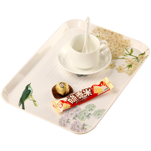 欧式托盘长方形茶盘放水杯茶杯托盘商用托盘简约塑料客厅水果托盘