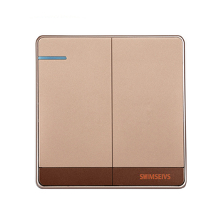 86型暗装墙壁开关插座香槟金2二位单联两开单控二开单控开关面板