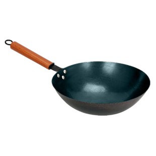 无涂层手打不粘锅24/26/28/30/32/34/36厘米圆底熟铁炒锅不易粘锅