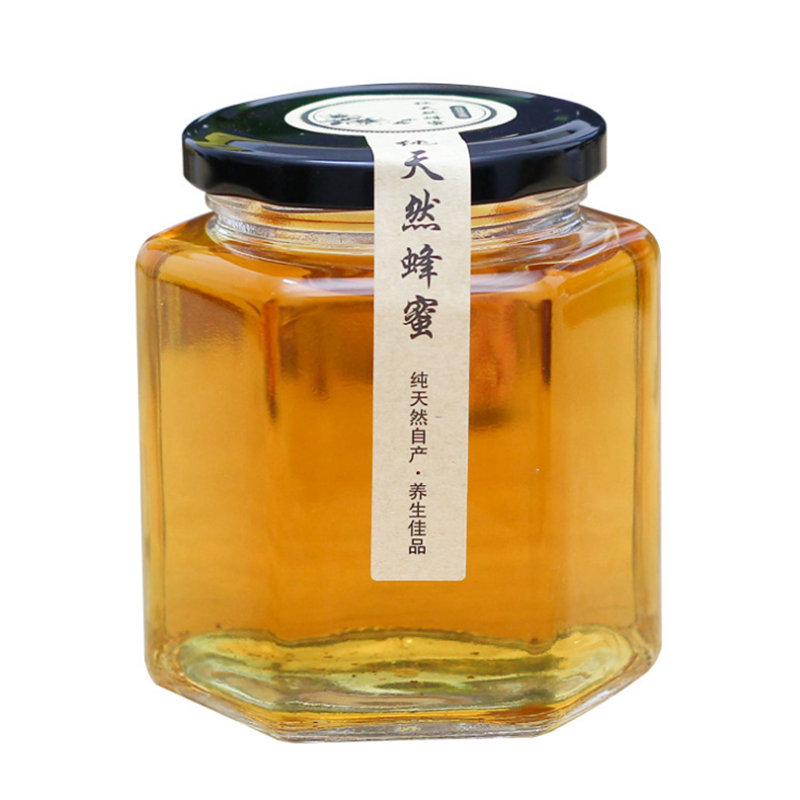 带盖蜂蜜瓶六棱果酱储物罐包邮