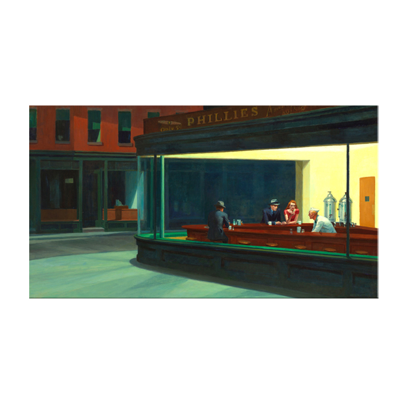 夜鹰夜行者Edward Hopper 霍普装饰客厅餐厅卧室挂画电表箱装饰画