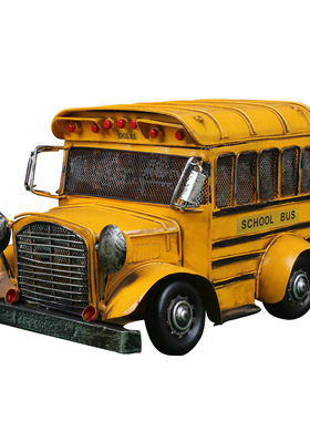摆设美国校车巴士铁皮拍摄装饰品