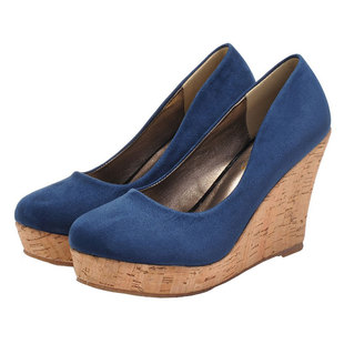 2022夏季款凯特王妃同款厚底松糕坡跟浅口高跟女32 33大小码单鞋