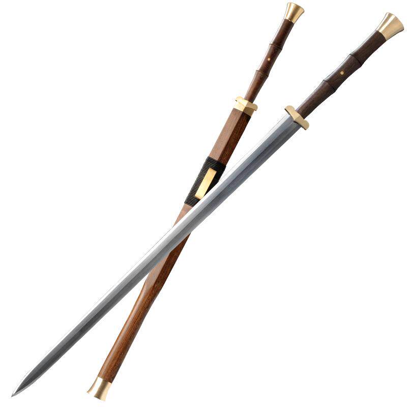汉武剑手工花纹钢八面汉剑双手硬剑古风武术道具刀剑摆件未开刃