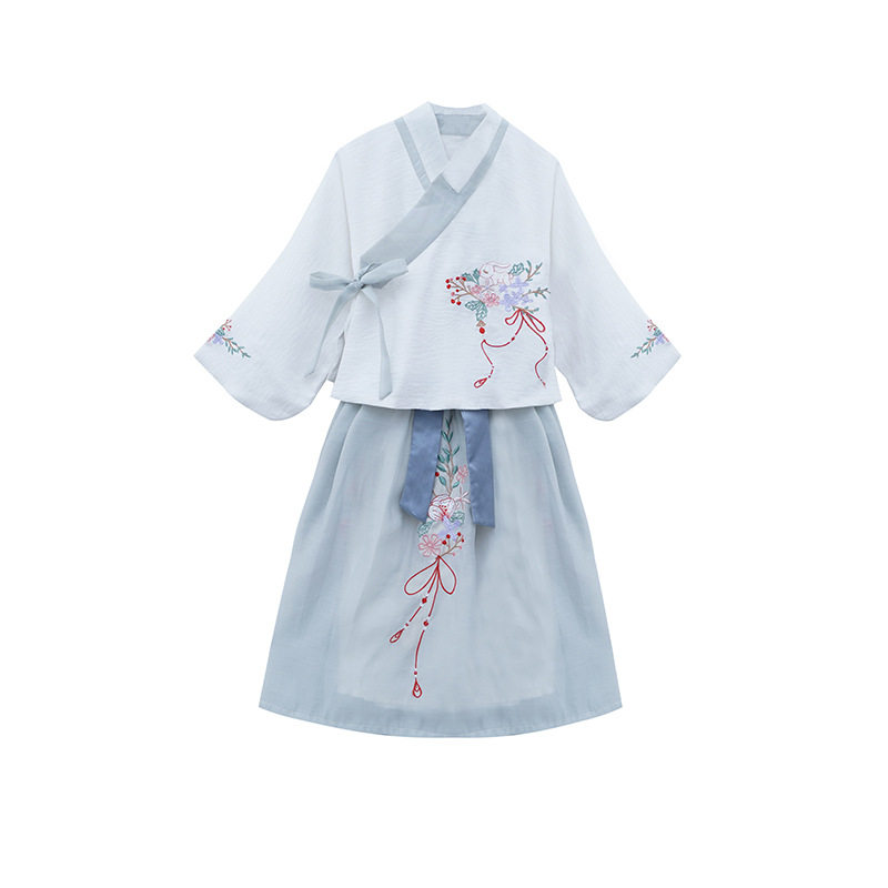 宝宝古装明制袄裙汉服女童唐装儿童春秋季套装刺绣中国风演出服装