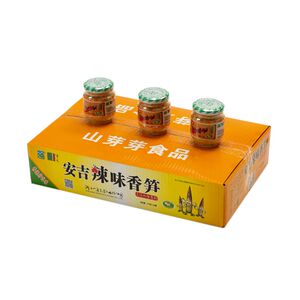 山芽芽安吉辣味香笋115gx24瓶装开瓶即食竹笋冷菜红油笋丝下饭菜