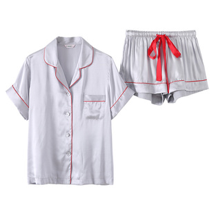 100%真丝睡衣女士夏季短袖两件套桑蚕丝高级感丝绸2026年新款套装